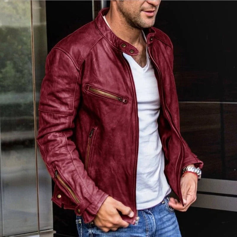 Waterproof Mens Brown Leather Coat - Hehif