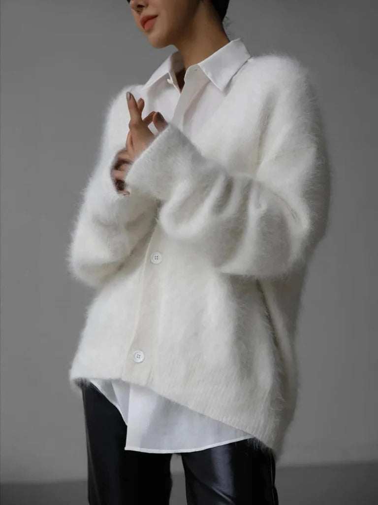 Soft Wool Blend Open Cardigan - Hehif