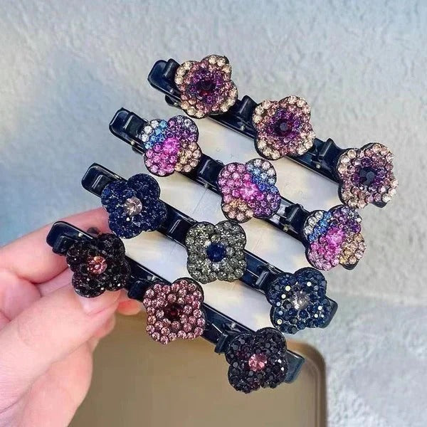 Shiny Gemstone Braided Hair Barrettes