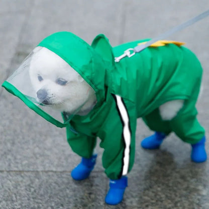 Cute Dog Rain Jacket with Reflective Safety Strips