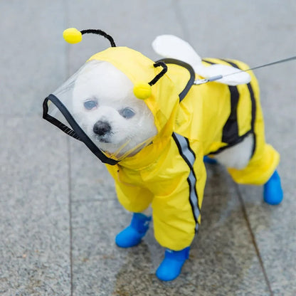 Cute Dog Rain Jacket with Reflective Safety Strips