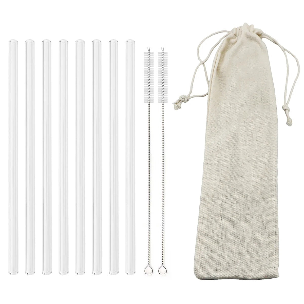 Premium Glass Straw Set - Reusable Eco Friendly Sipping Straws