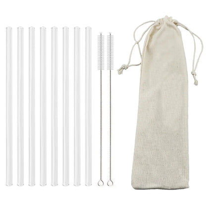 Premium Glass Straw Set - Reusable Eco Friendly Sipping Straws