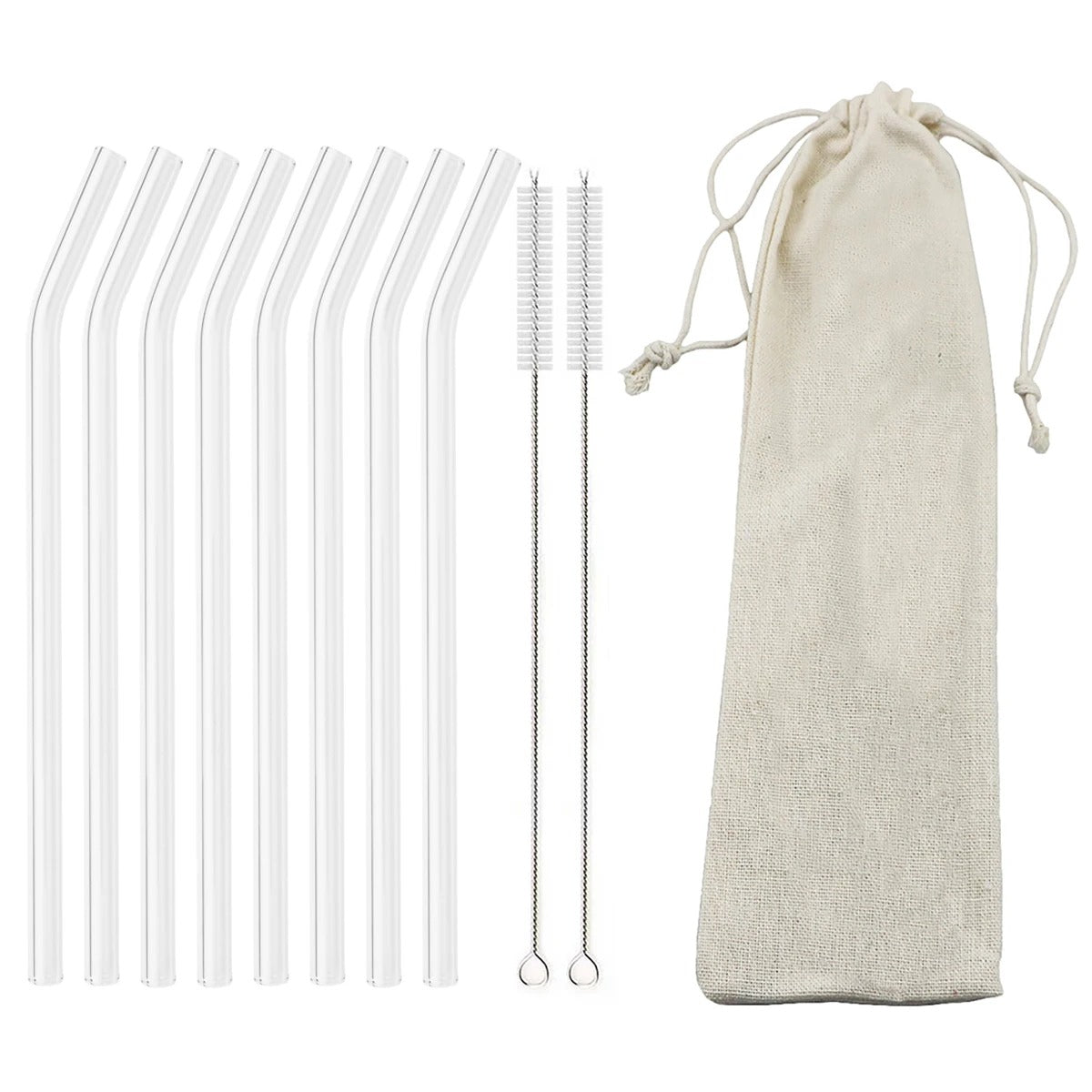 Premium Glass Straw Set - Reusable Eco Friendly Sipping Straws