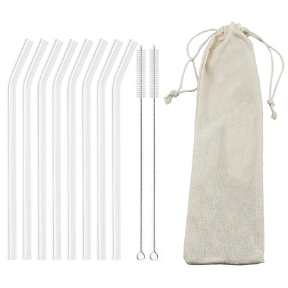 Premium Glass Straw Set - Reusable Eco Friendly Sipping Straws