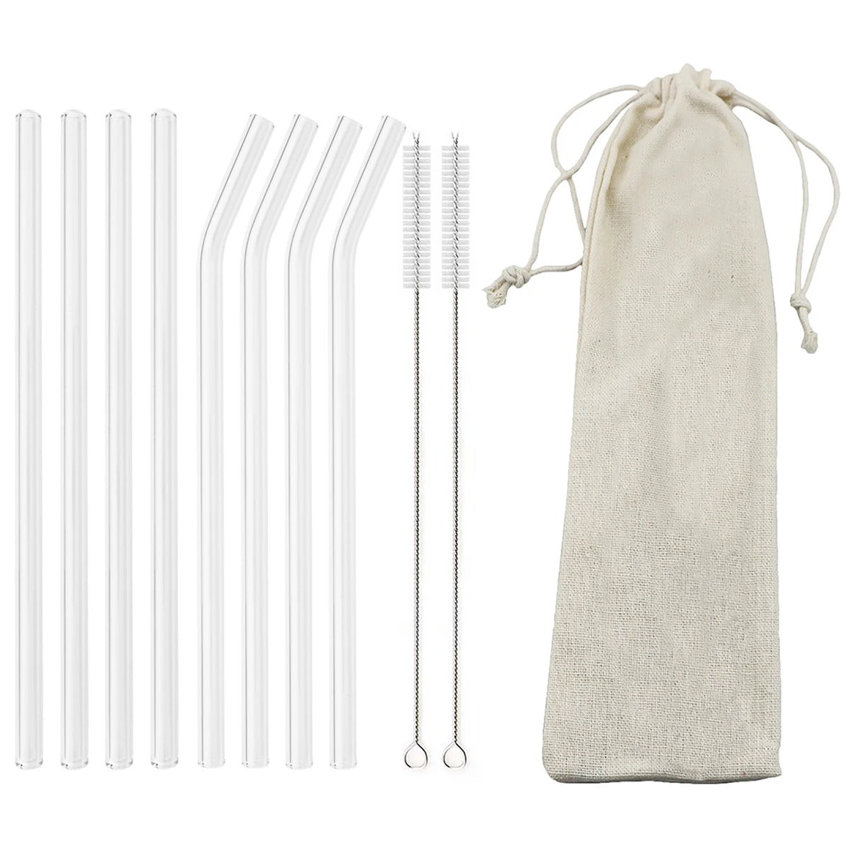Premium Glass Straw Set - Reusable Eco Friendly Sipping Straws