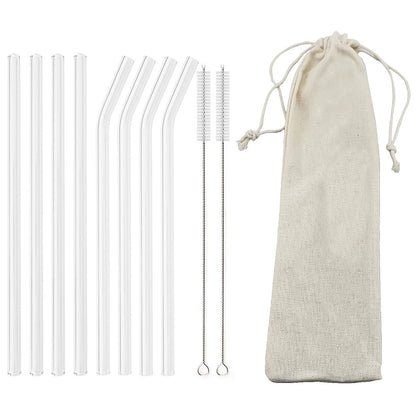 Premium Glass Straw Set - Reusable Eco Friendly Sipping Straws