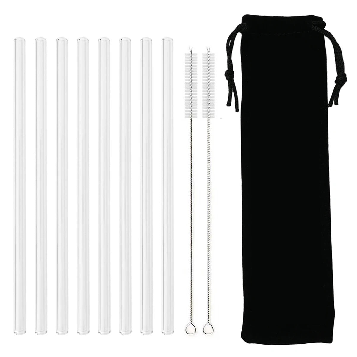 Premium Glass Straw Set - Reusable Eco Friendly Sipping Straws