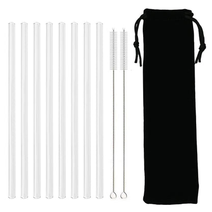 Premium Glass Straw Set - Reusable Eco Friendly Sipping Straws