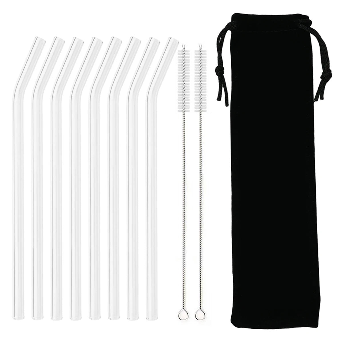 Premium Glass Straw Set - Reusable Eco Friendly Sipping Straws