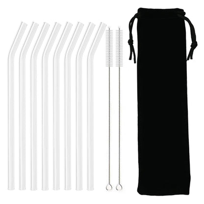 Premium Glass Straw Set - Reusable Eco Friendly Sipping Straws