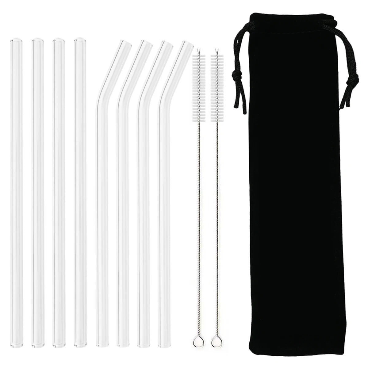 Premium Glass Straw Set - Reusable Eco Friendly Sipping Straws