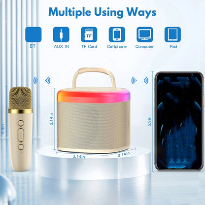 Fun Kids Karaoke System with Microphones – Compact Bluetooth Speaker
