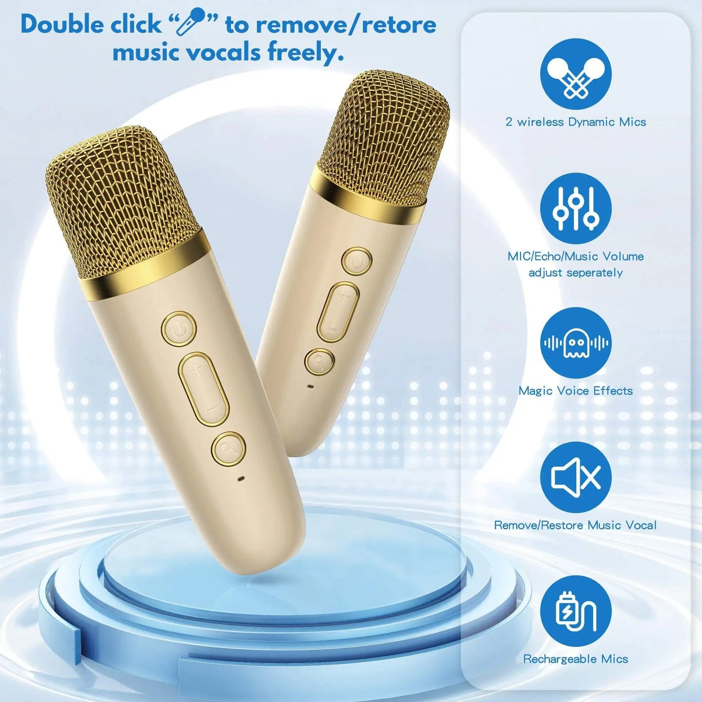 Fun Kids Karaoke System with Microphones – Compact Bluetooth Speaker