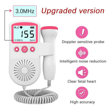 Portable Baby Heartbeat Monitor Fetal Doppler Detector