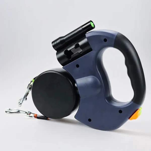 Adjustable Hands-Free Dog Leash with Light & Poop Bag Clip