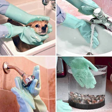 Flexible Rubber Dish Gloves - Durable Kitchen Gloves