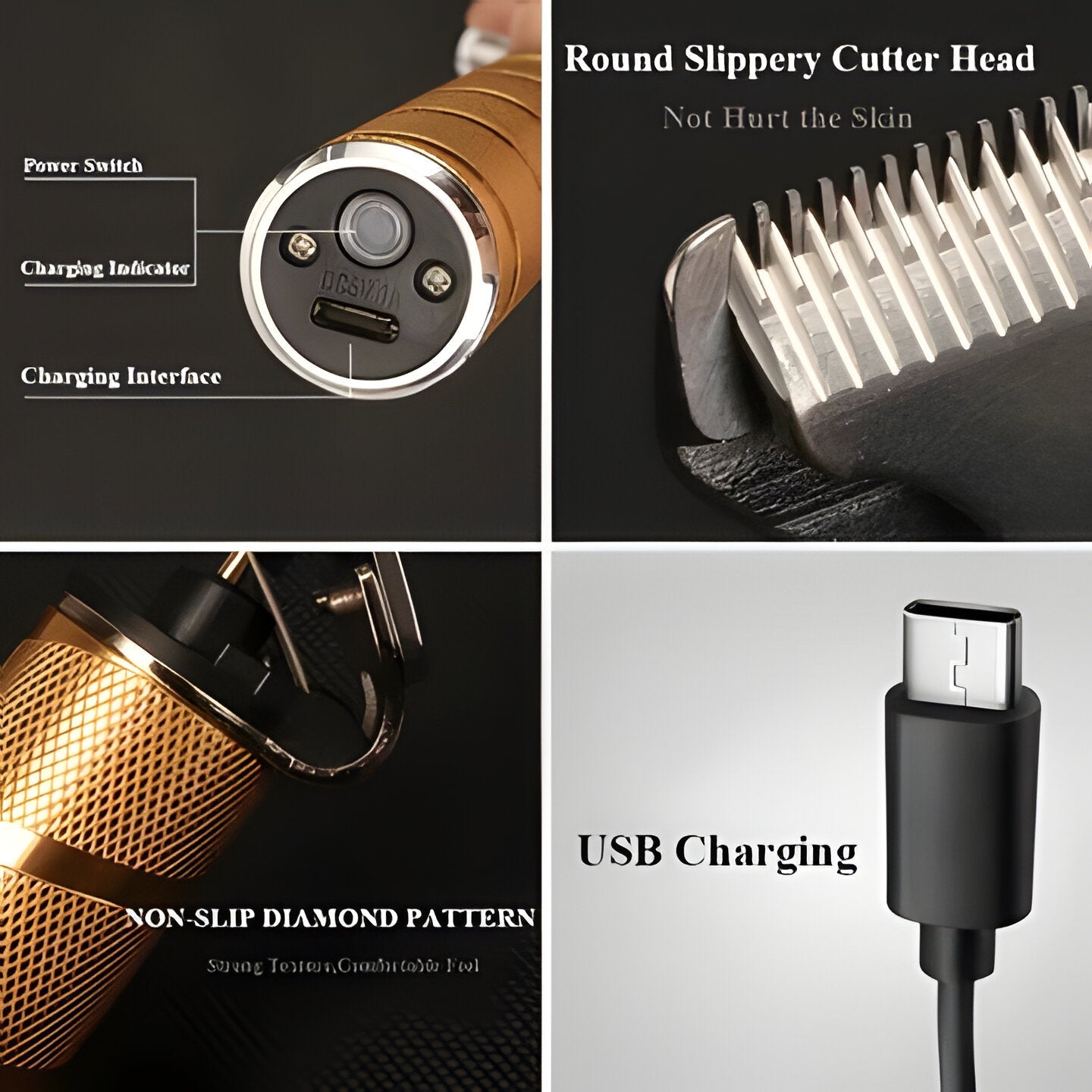 Premium Men's Cordless Gold Hair Trimmers Set