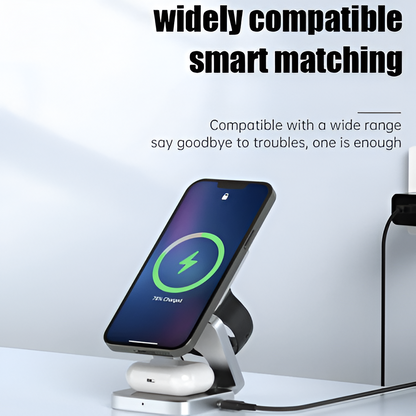 Compact 3-in-1 Wireless Charging Pad for Phone & Earbuds