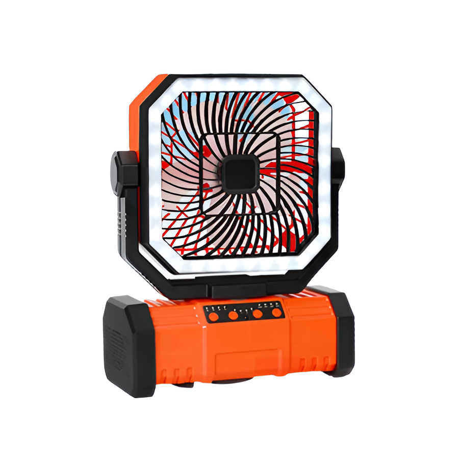 Portable Outdoor Fan with LED Light and Long Battery Life