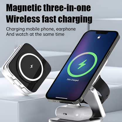 Compact 3-in-1 Wireless Charging Pad for Phone & Earbuds