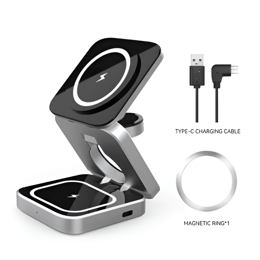 Compact 3-in-1 Wireless Charging Pad for Phone & Earbuds