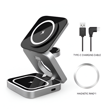 Compact 3-in-1 Wireless Charging Pad for Phone & Earbuds