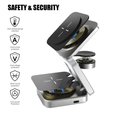 Compact 3-in-1 Wireless Charging Pad for Phone & Earbuds