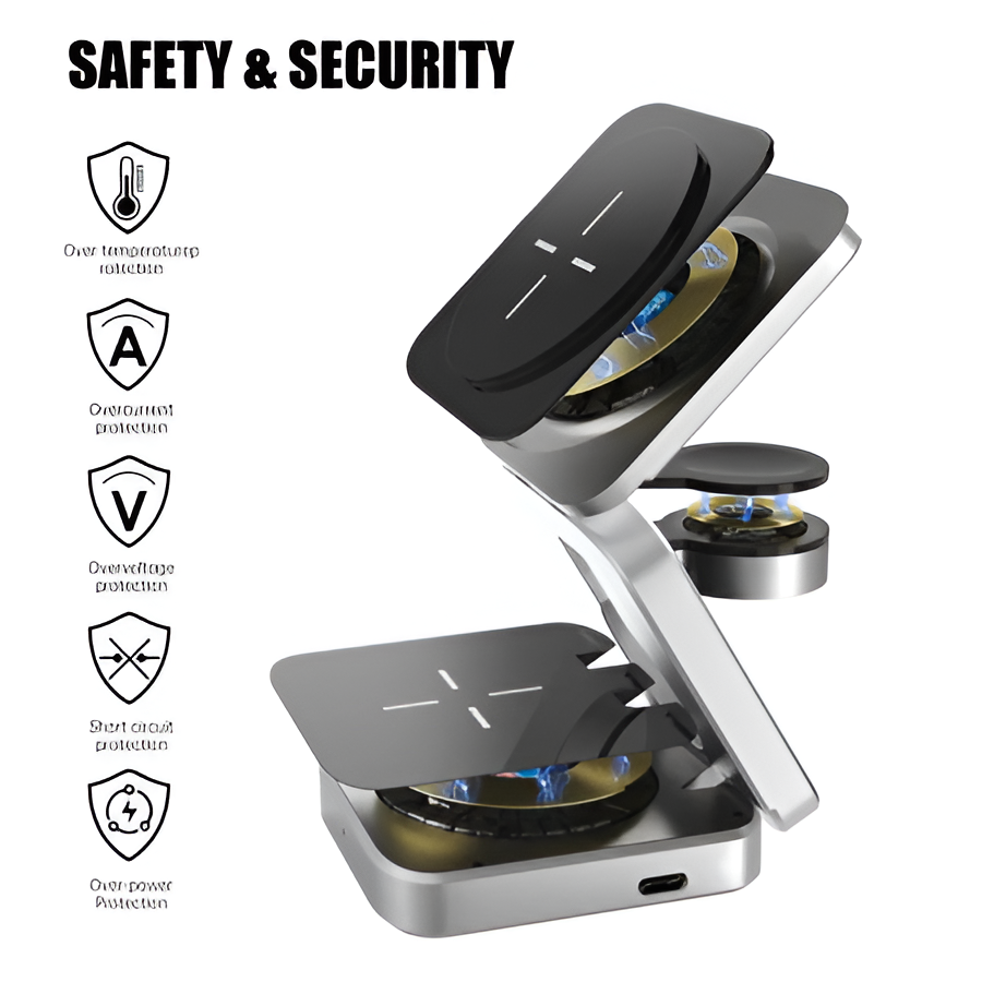Compact 3-in-1 Wireless Charging Pad for Phone & Earbuds