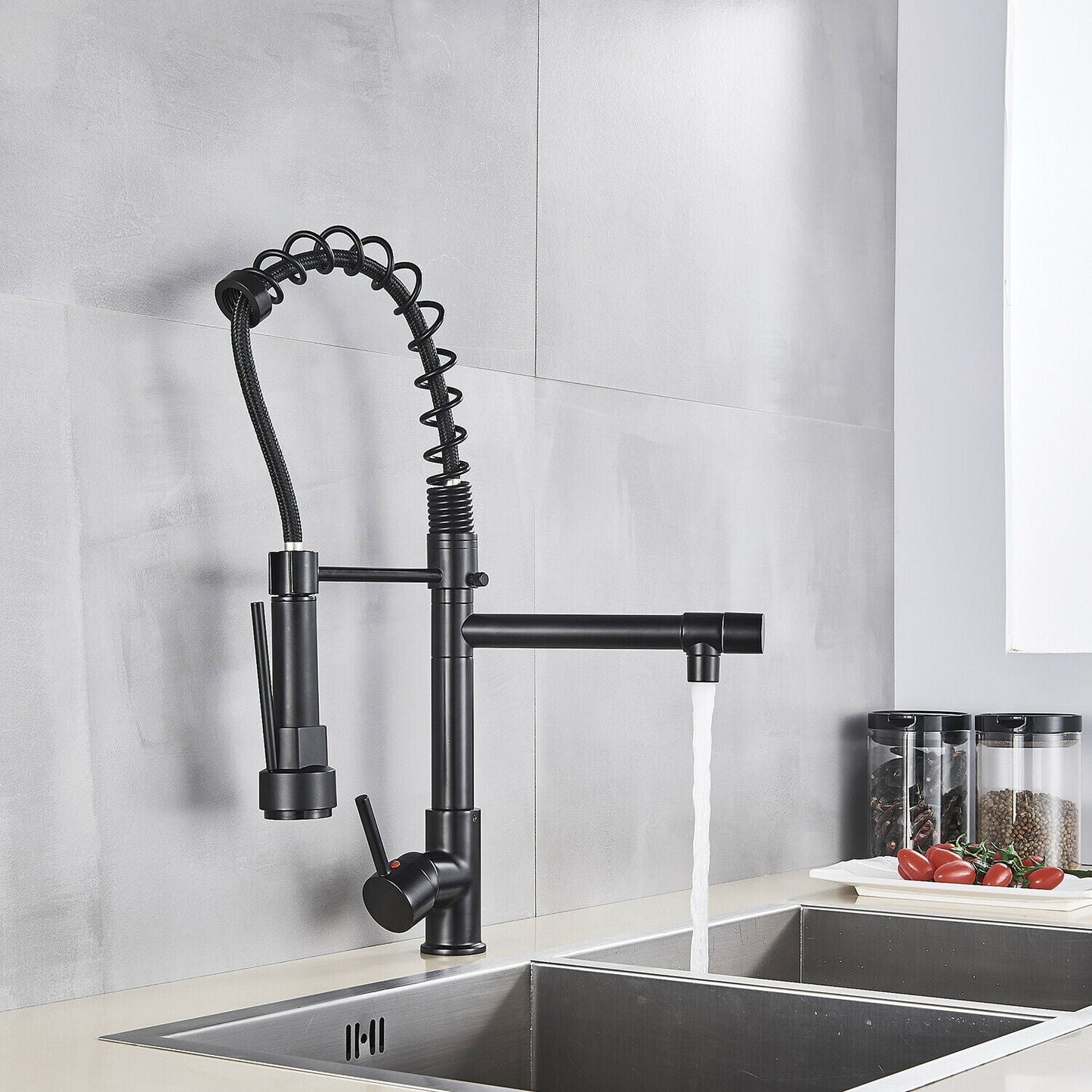 Sleek Black Kitchen Faucet Spray Nozzle