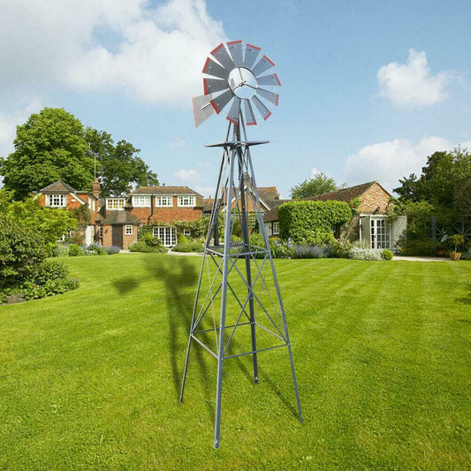 Large 8FT Outdoor Metal Windmill Garden Decor - Hehif