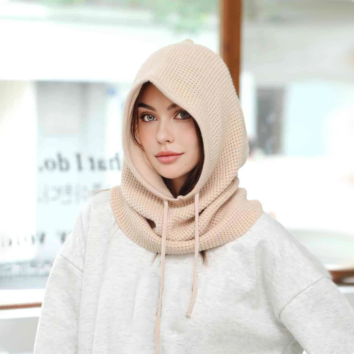 Warm Beanie and Neck Warmer Hood